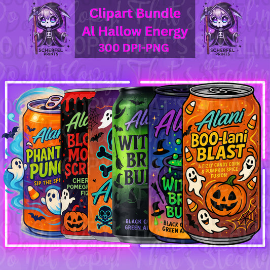 AL HALLOW Energy - Halloween Can Clipart Bundle | 300 DPI PNG