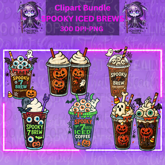 Spooky Iced Brews Clipart Bundle | 300 DPI PNG