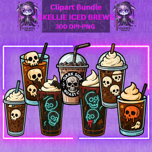 Skellie Iced Brews Clipart Bundle | 300 DPI PNG