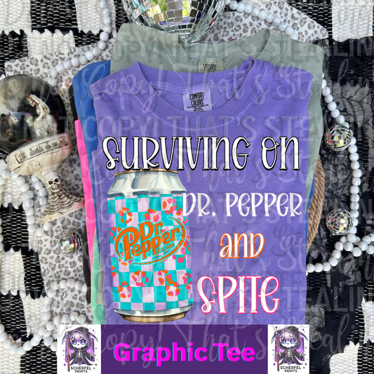 Surviving on Dr and Spite Adult Graphic Tee