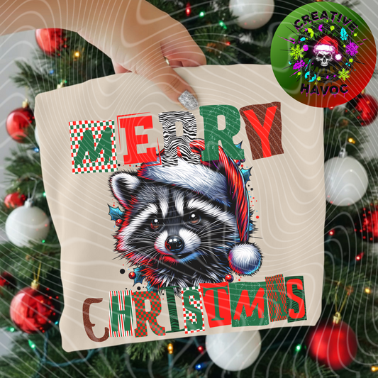 MERRY CHRISTMAS RACCOON PNG  Digital download