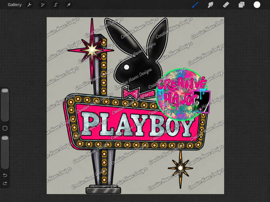 Retro bunny marquee sign clipart PNG by Creative Havoc Digital Designs