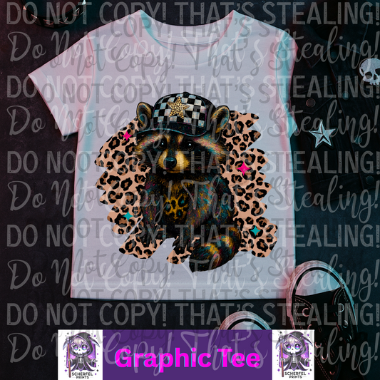 Raccoon & leopard print Finished Tee
