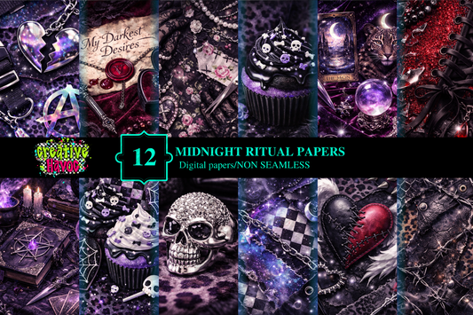 Midnight Ritual Digital Papers • 300 DPI Non‑Seamless Bundle