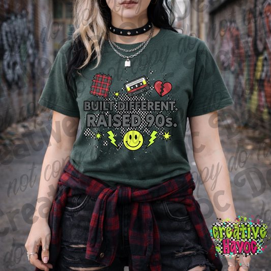 BUILT DIFFERENT. RAISED 90s. – Digital T‑Shirt Design