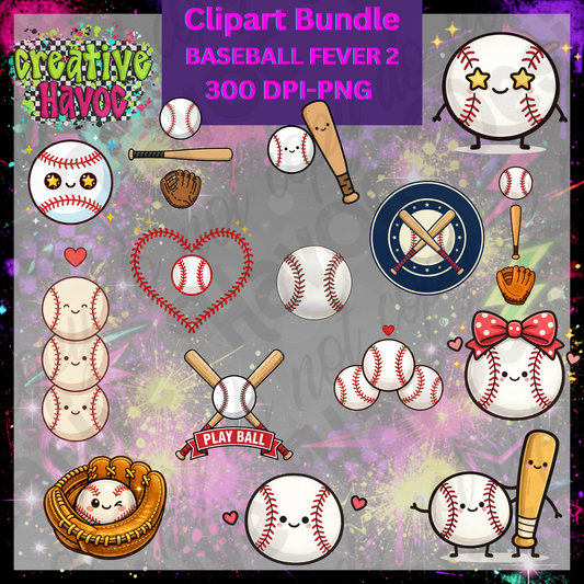 Baseball Fever 2 – Clipart Bundle (300 DPI PNG)