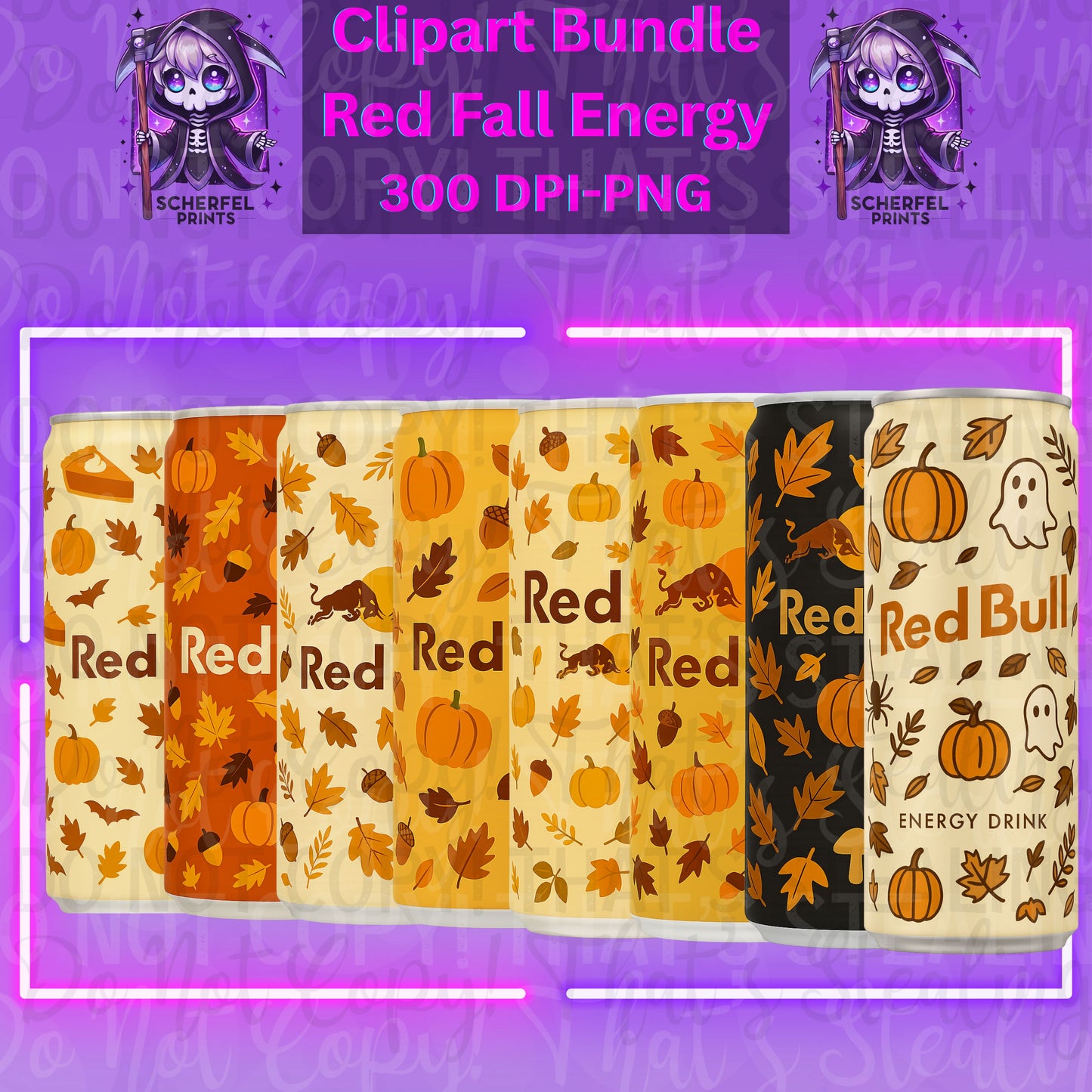 Red Fall Energy - Halloween Can Clipart Bundle | 300 DPI PNG