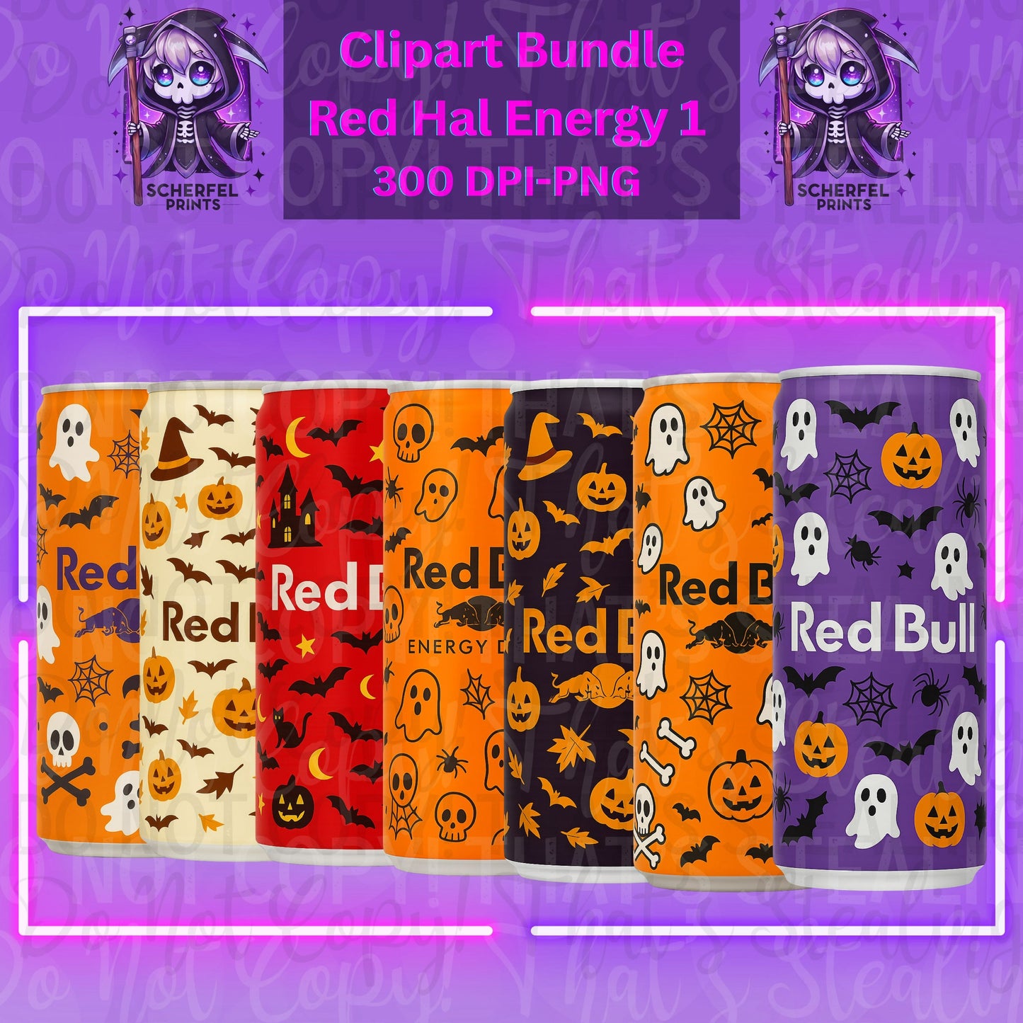 Red Hal Energy - Halloween Can Clipart Bundle | 300 DPI PNG