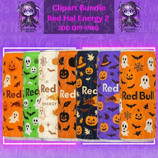 Red Hal Energy 2 - Halloween Can Clipart Bundle | 300 DPI PNG