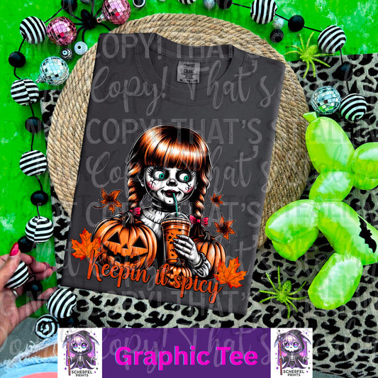 Keeping it spicy creepy doll Adult Graphic Tee
