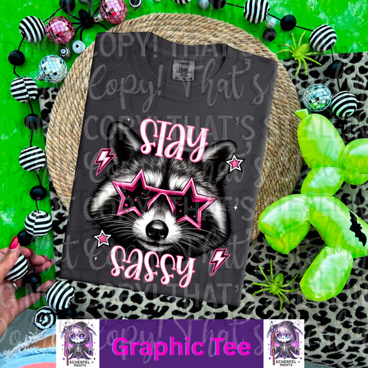 Stay Sassy Raccoon Adult Graphic Tee