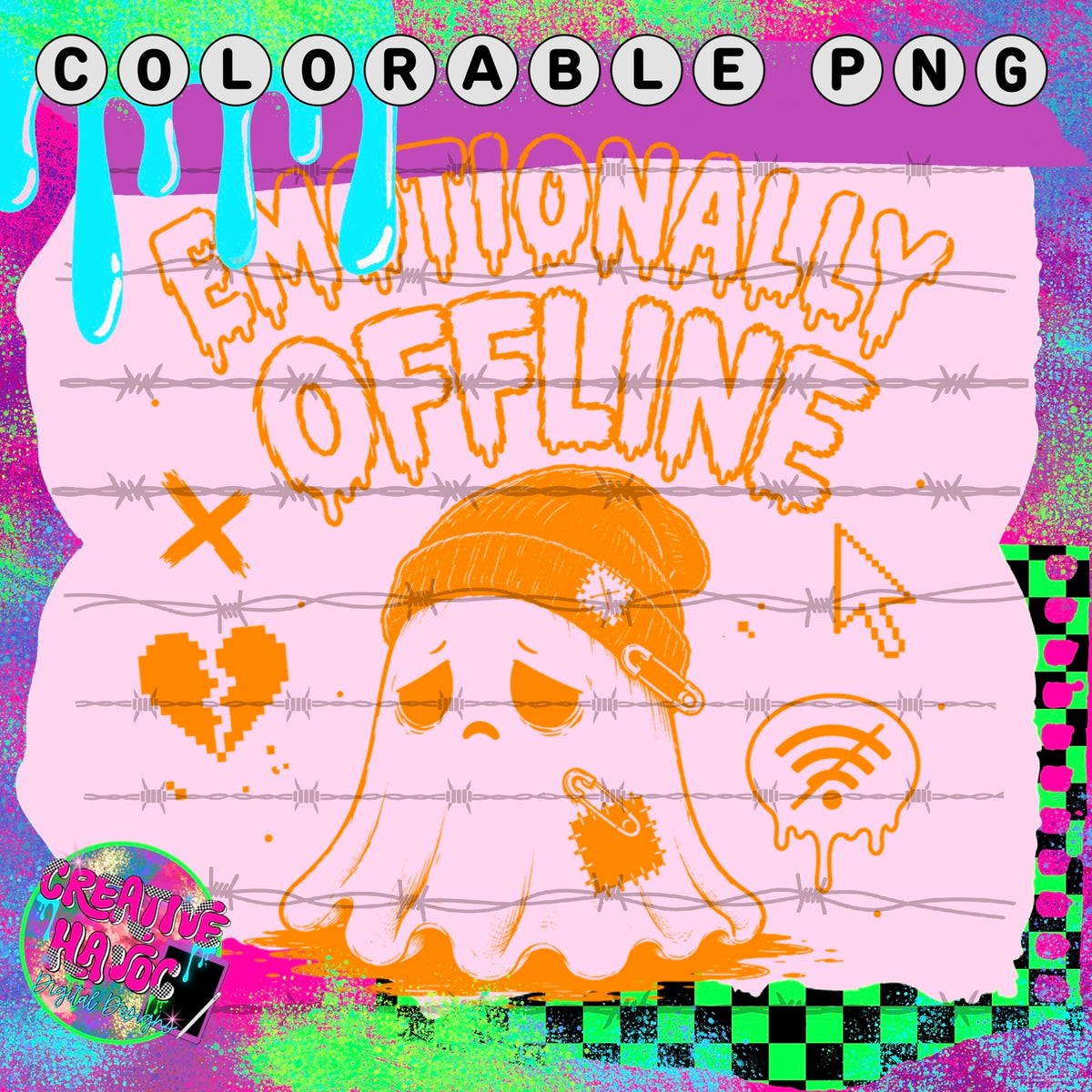Emotionally Offline – Ghost Colorable PNG