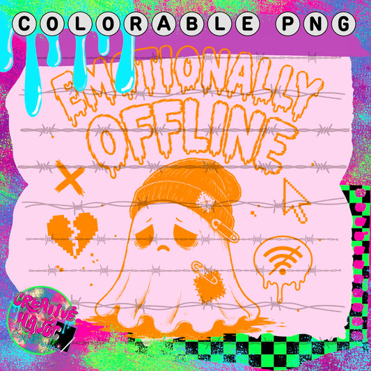 Emotionally Offline – Ghost Colorable PNG