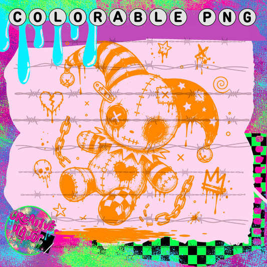 Punk Jester Plush – Colorable PNG