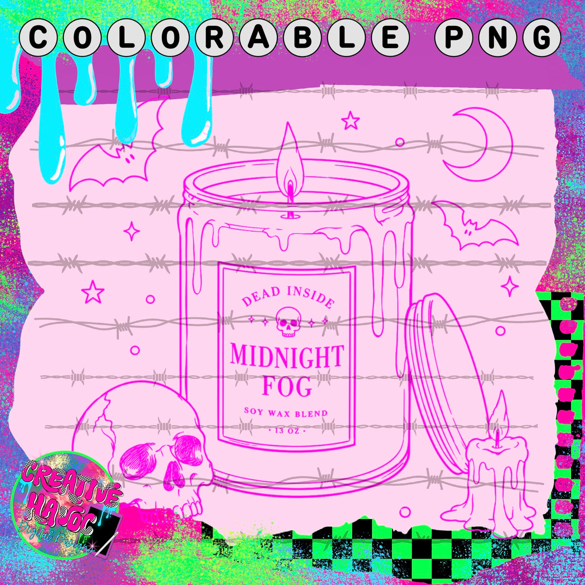 Midnight Fog Candle – Colorable PNG