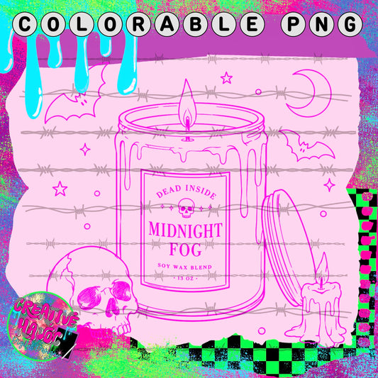 Midnight Fog Candle – Colorable PNG