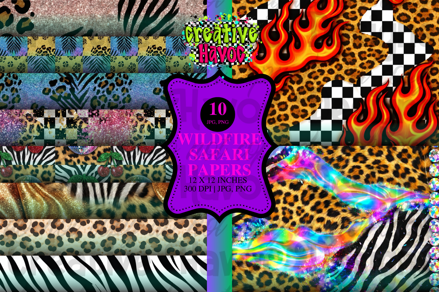 Wildfire Safari Digital Papers • 300 DPI Pattern Bundle