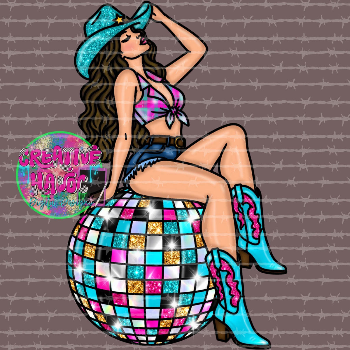 Bad Decisions & Pretty Things cowgirl disco digital clipart bundle cover