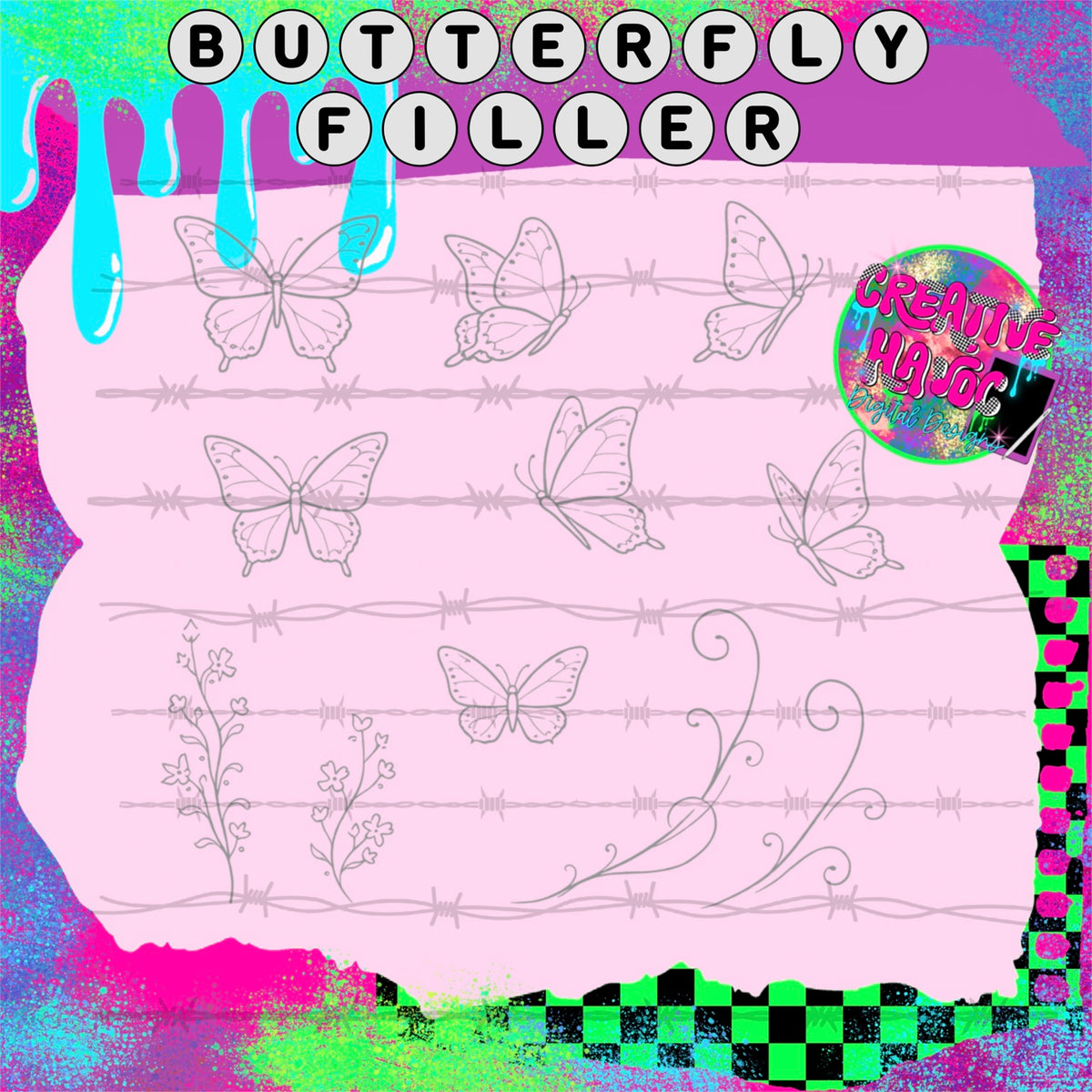 Butterflies & Flourishes | Filler Outline Bundle preview