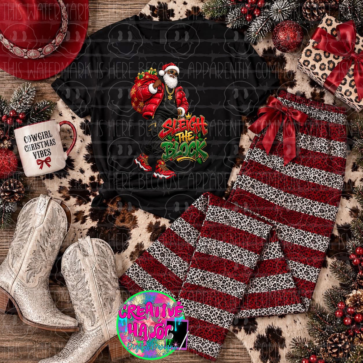 Sleigh the Flock PNG | Funny Christmas Bird