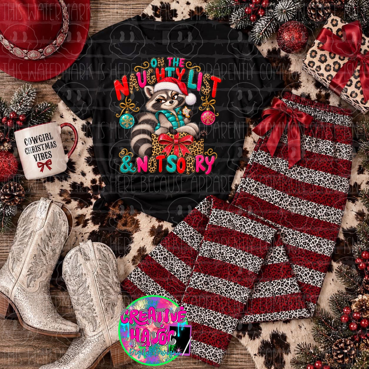 On the Naughty List and Not Sorry PNG | Christmas Raccoon