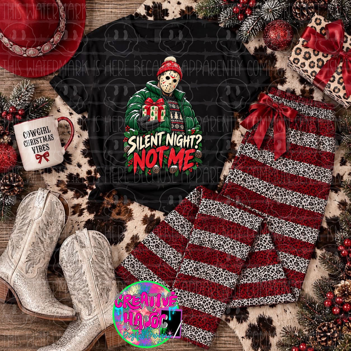 Silent Night Not Me PNG | Christmas Hockey Mask