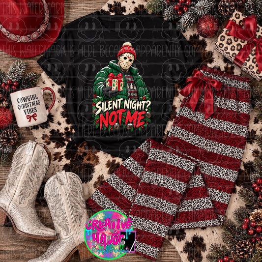 Silent Night Not Me PNG | Christmas Hockey Mask
