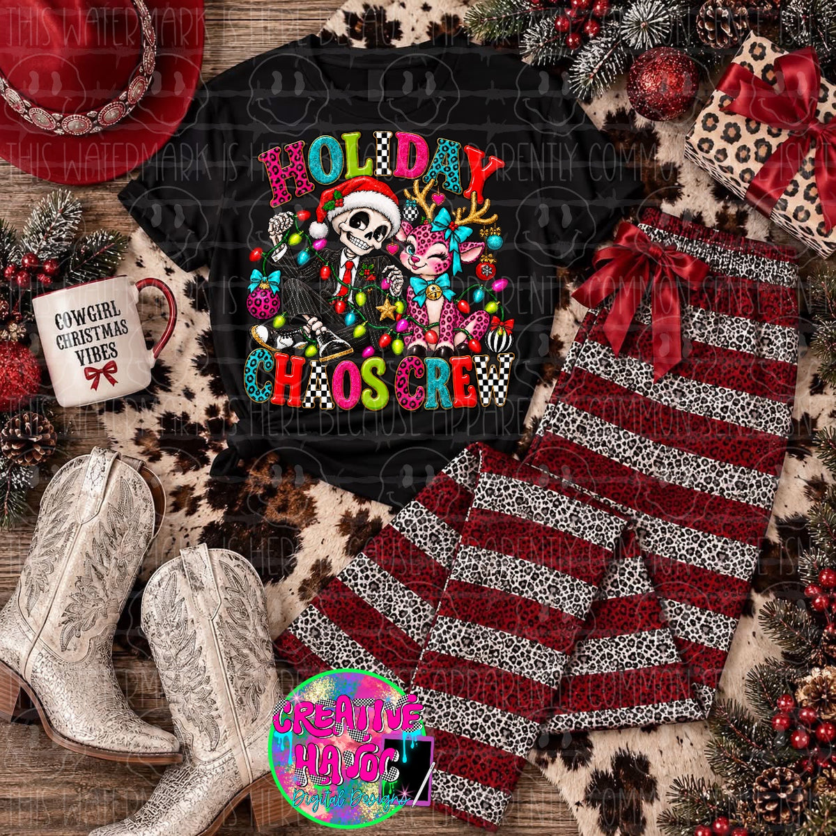 Holiday Chaos Crew PNG | Christmas Skeleton and Reindeer