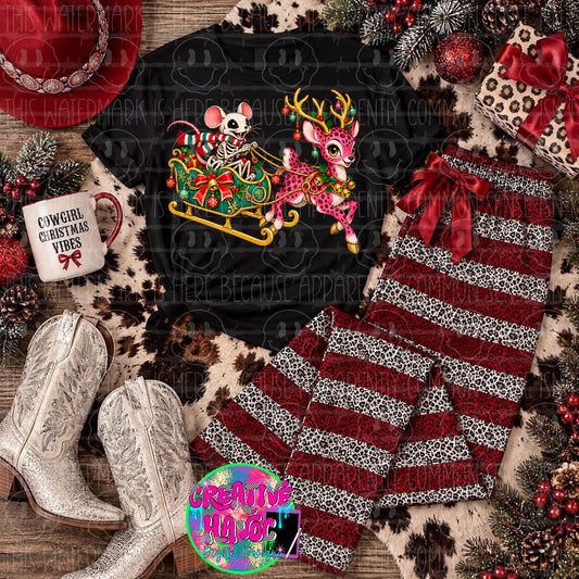 Skeleton Santa Sleigh and Reindeer PNG | Christmas Design