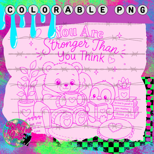 You Are Stronger Than You Think – Bear Colorable PNG