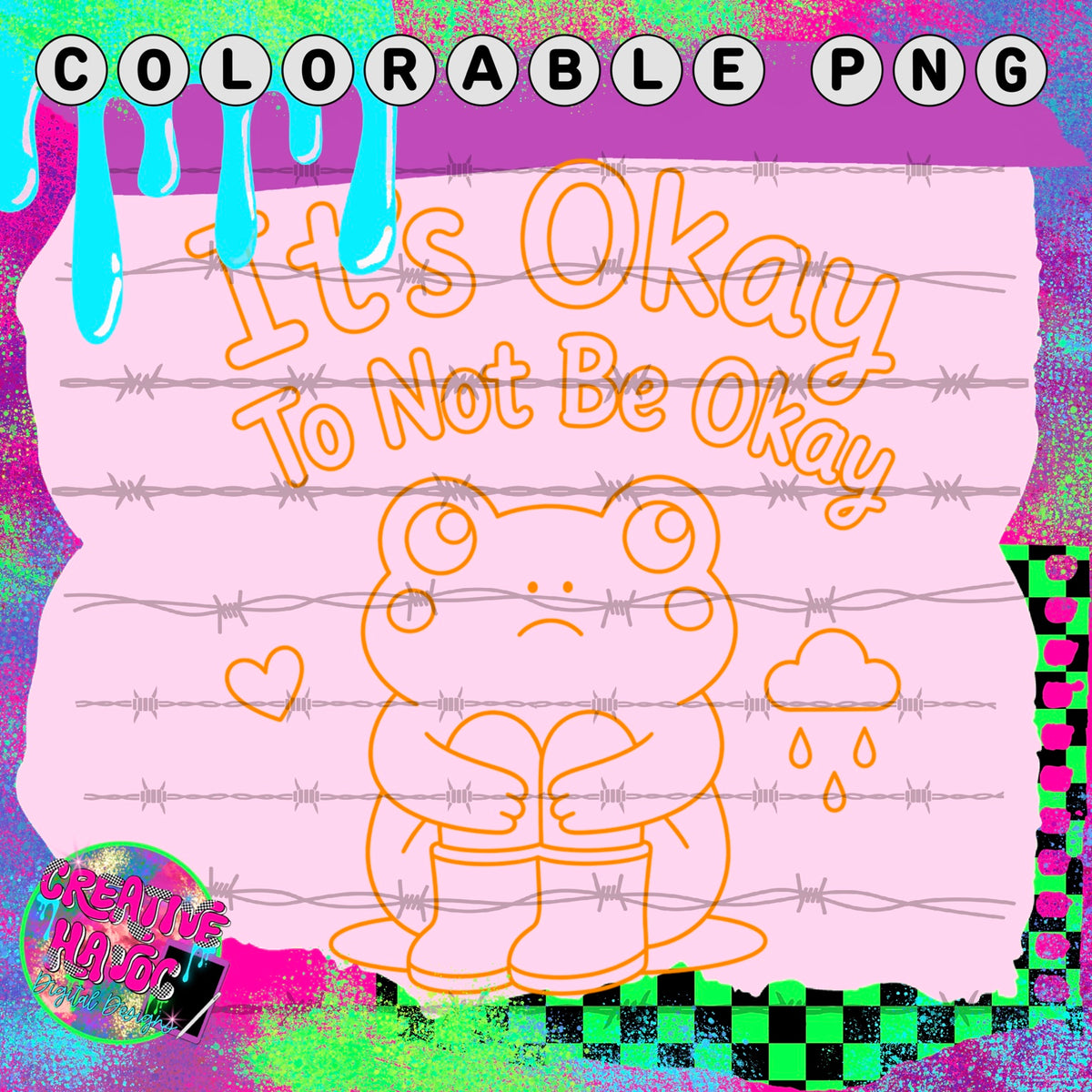 It’s Okay to Not Be Okay – Frog Colorable PNG
