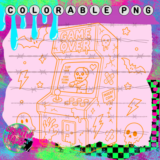 Game Over Arcade Machine – Colorable PNG