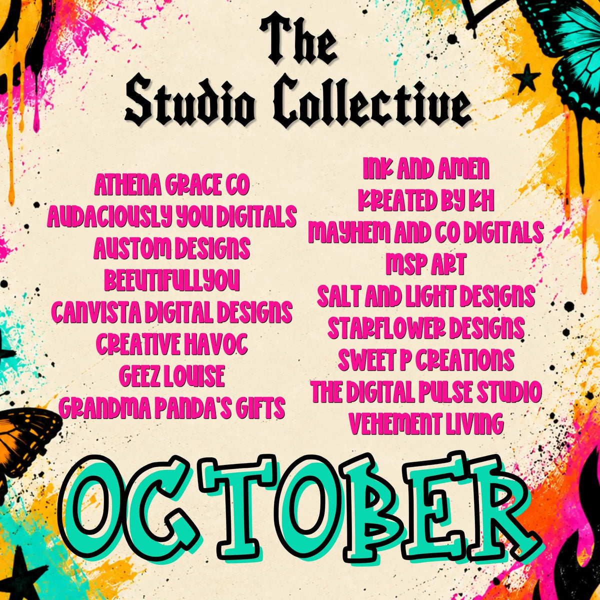 October Studio Collective monthly drive cover featuring participating designers