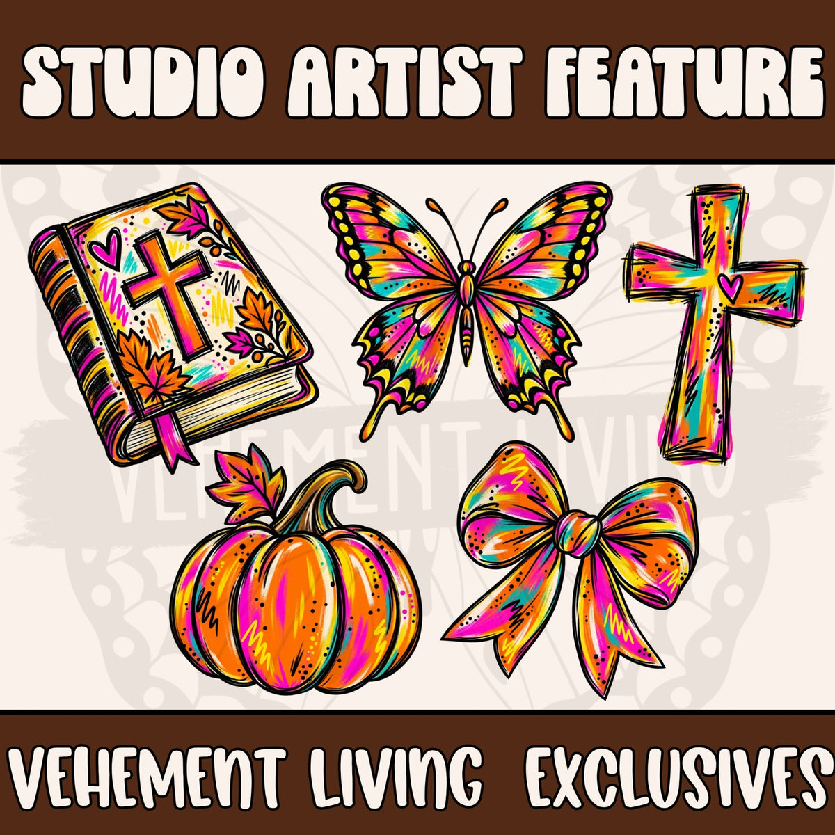 October Studio Collective artist feature showing Vehement Living exclusive clipart