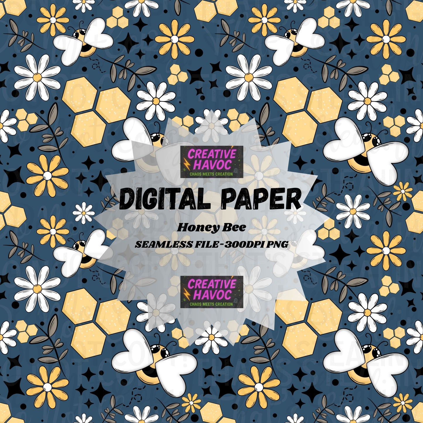 Honey Bee Digital Paper – 300 DPI PNG
