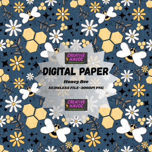 Honey Bee Digital Paper – 300 DPI PNG