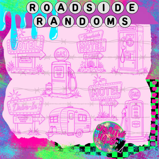 Roadside Randoms | Retro Outline Clipart Bundle preview