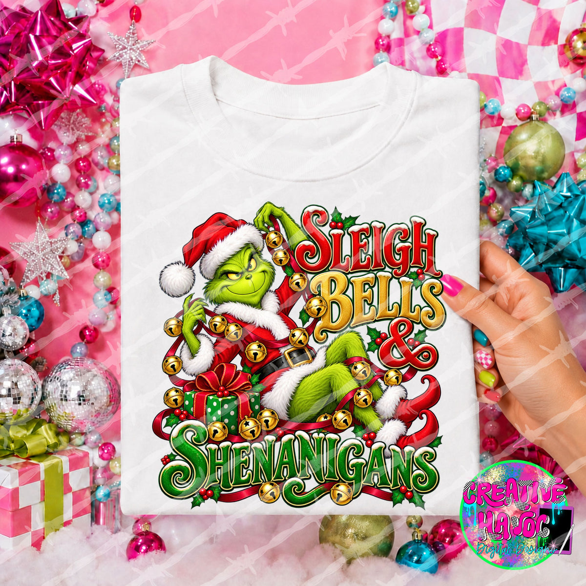 Sleigh Bells & Shenanigans finished Christmas PNG design preview