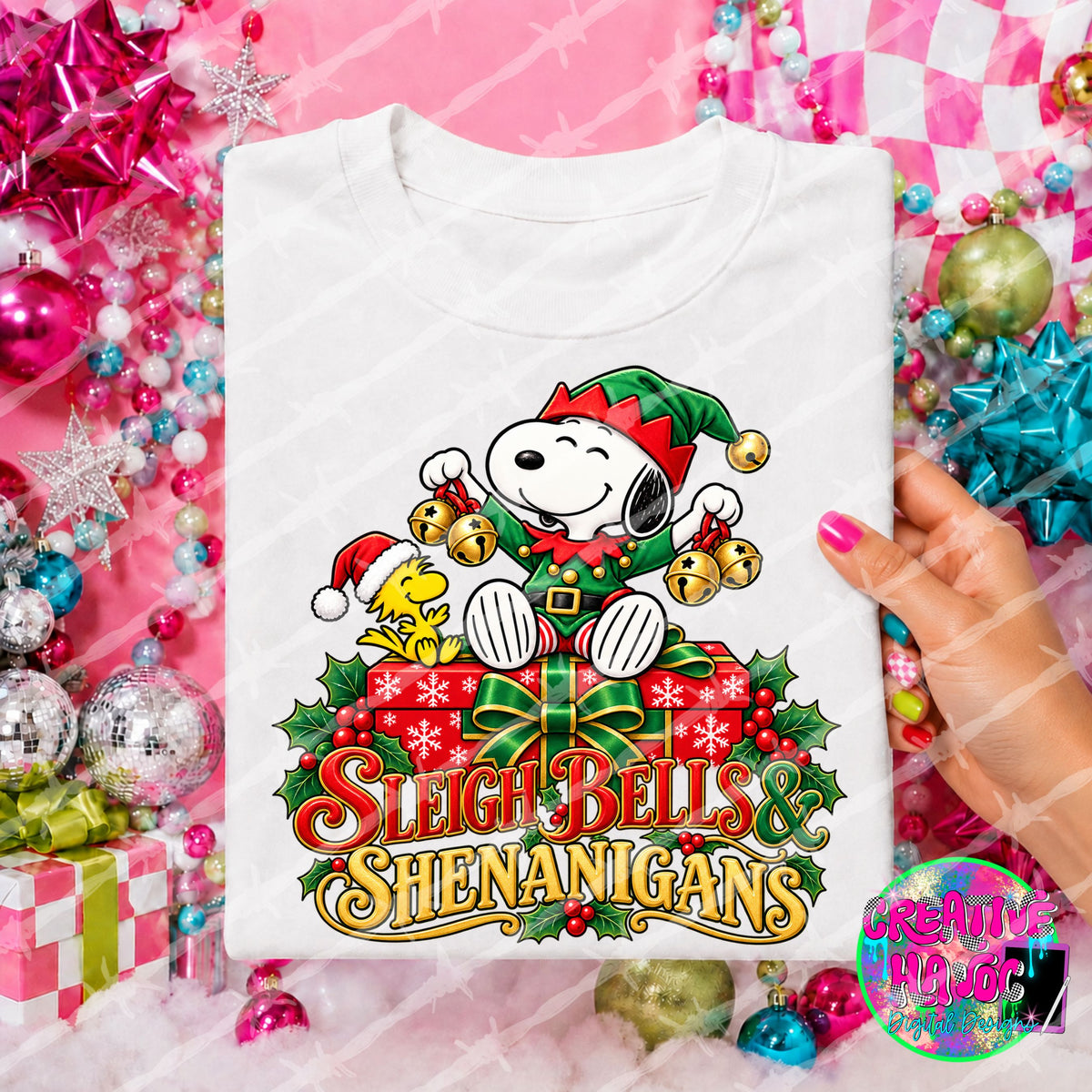 Sleigh Bells & Shenanigans finished Christmas PNG design preview