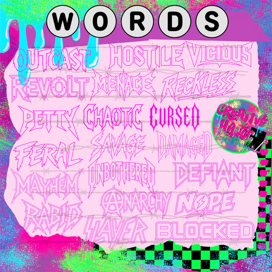 Words | Edgy Typography Outline Bundle preview